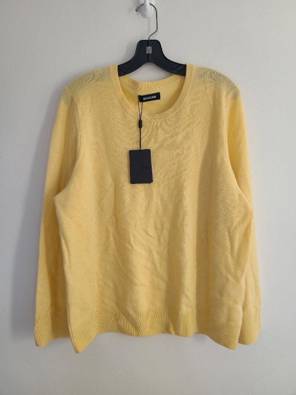 NWT Naadam The Original Cashmere Crewneck Sweater Pale Yellow size XXL